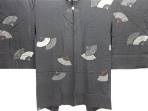 アンティーク　紗扇模様織り出し漆一つ紋羽織